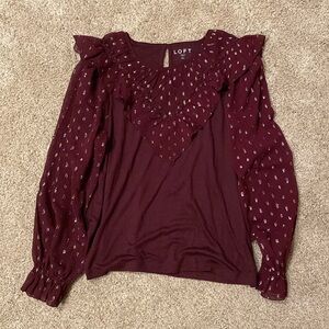 Loft Burgundy Long Sleeve Top